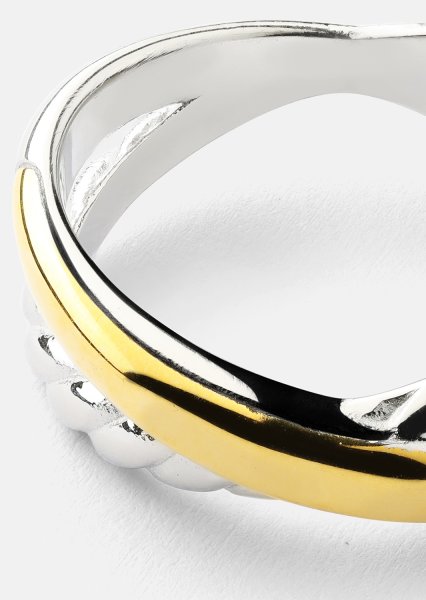 Anillo Golden Silver Twist - 18k Chapado en oro