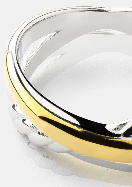 Anillo Golden Silver Twist - 18k Chapado en oro
