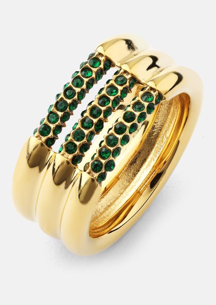 Anillo Green Lumière - Chapado en oro de 18k