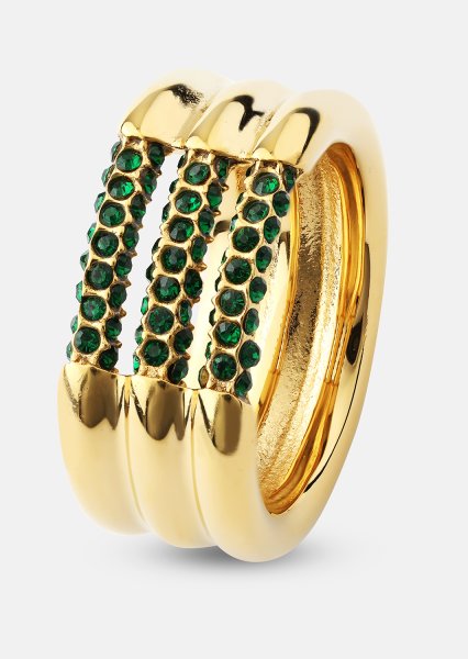 Anillo Green Lumière - Chapado en oro de 18k