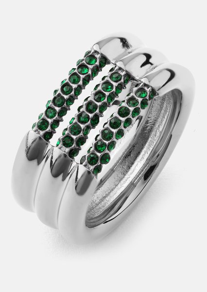 Anillo Green Lumière - Chapado en plata