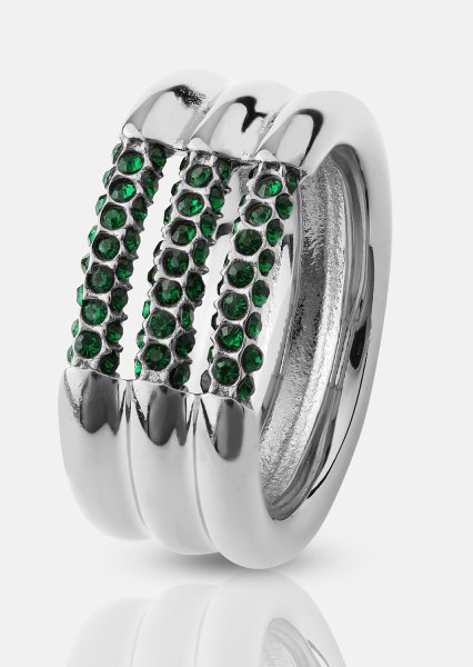 Anillo Green Lumière - Chapado en plata