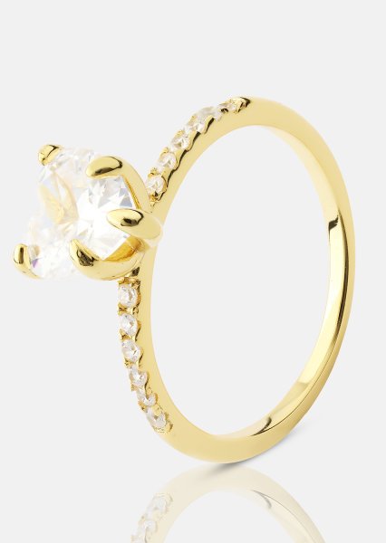 Heartlight Solitaire Anillo - 18k Chapado en oro