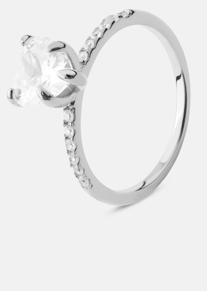 Heartlight Solitaire Anillo - Chapado en plata