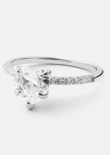 Heartlight Solitaire Anillo - Chapado en plata