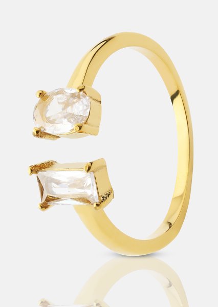 Anillo Duo Cut - 18k Chapado en oro