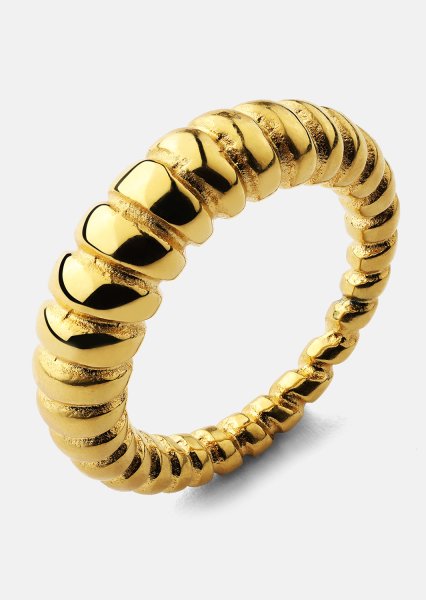 Anillo Bold Ribbed - Chapado en oro de 18k