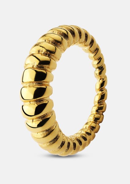 Anillo Bold Ribbed - Chapado en oro de 18k