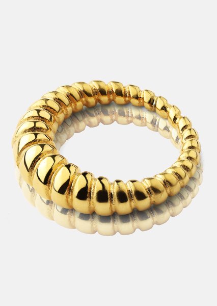 Anillo Bold Ribbed - Chapado en oro de 18k
