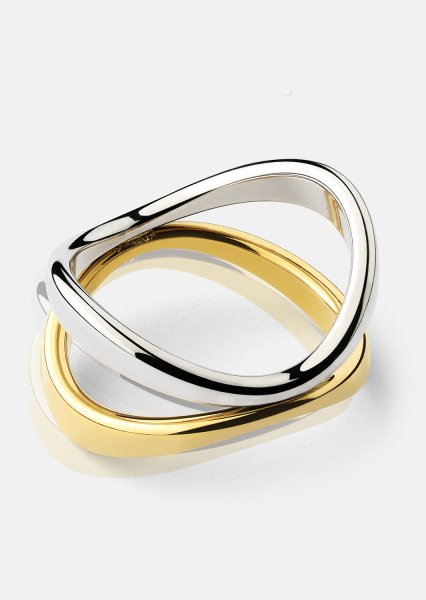Anillo Bicolor Wave - 18k Chapado en oro