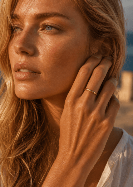 Anillo Facet Gleam - 18k Chapado en oro