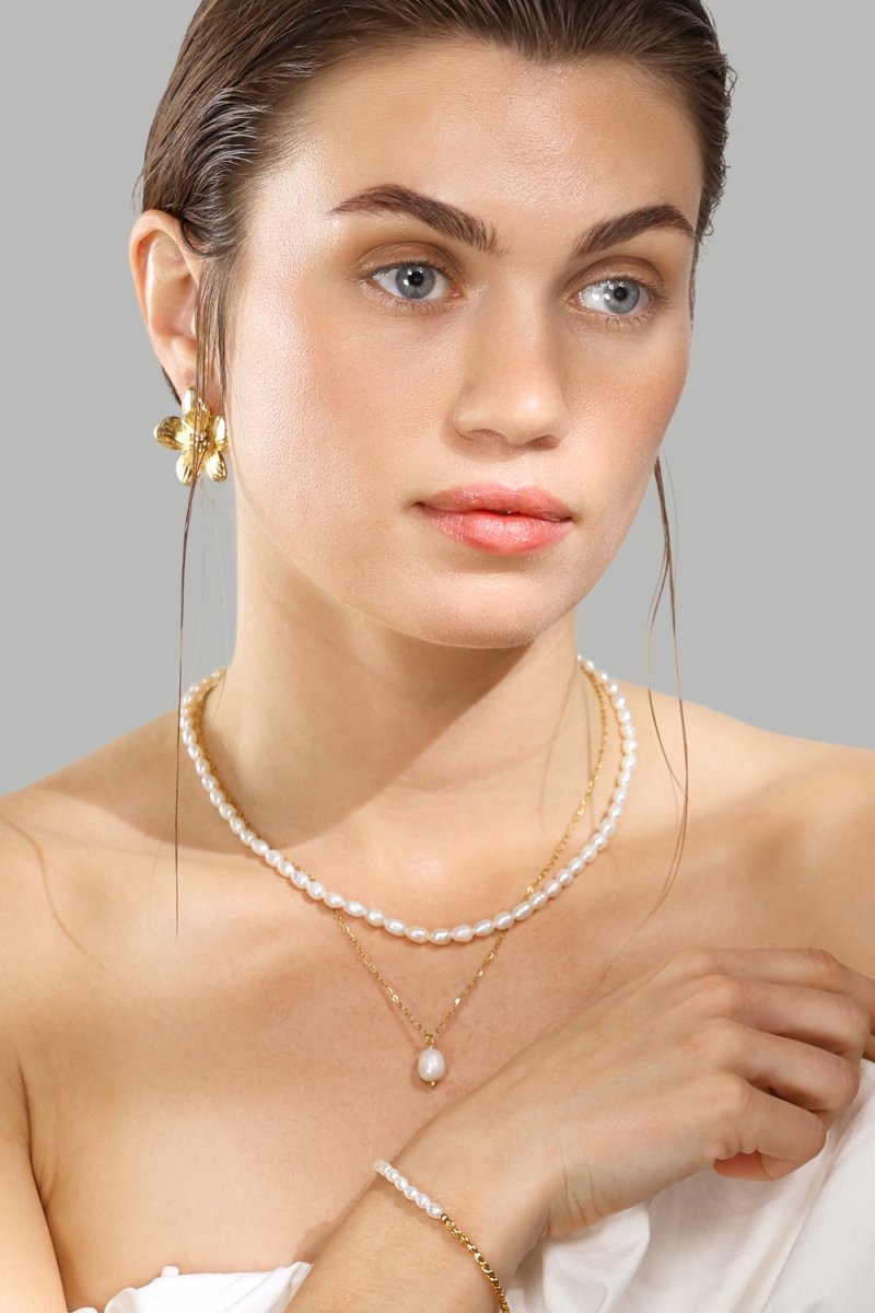 Collar Duo Pearl & Gold - 18k Chapado en oro