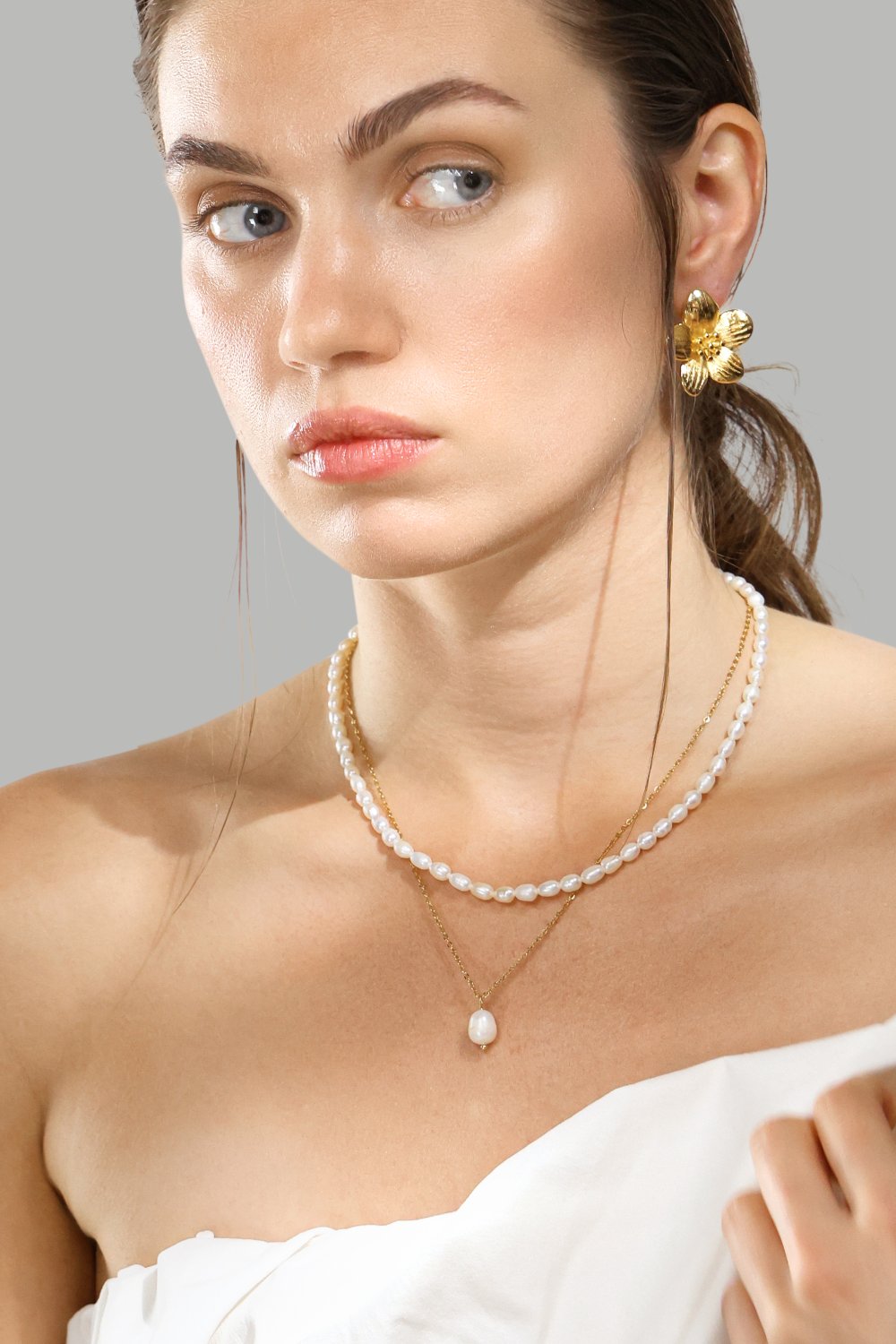 Pulsera Golden Pearl Chain - 18k Chapada en oro