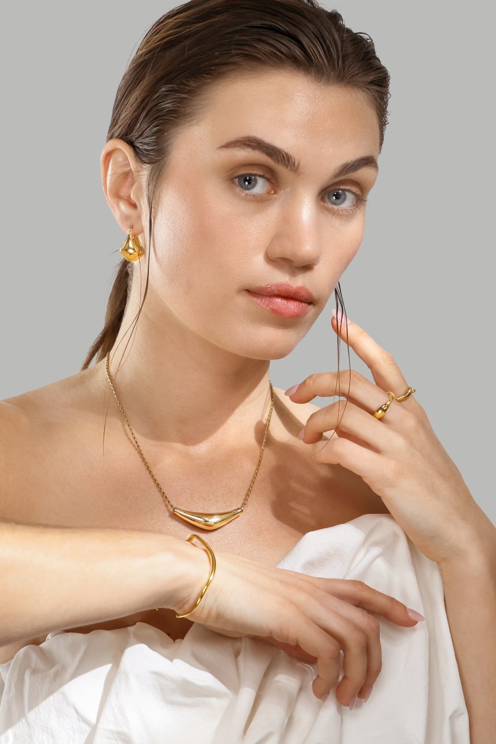 Pulsera Wave Cuff - 18k Chapada en oro