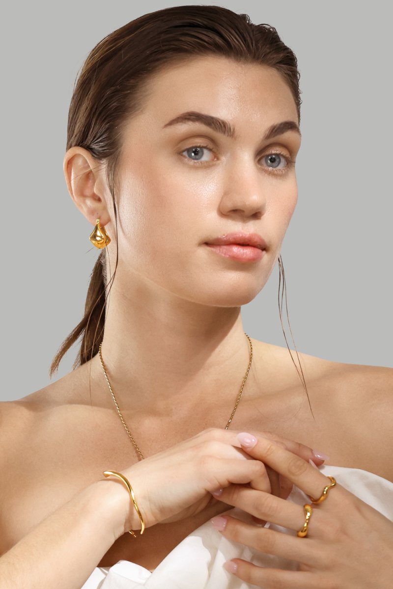 Pulsera Wave Cuff - 18k Chapada en oro