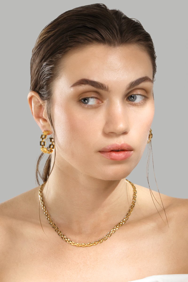 Pendiente GeoHoops - 18k Chapado en oro