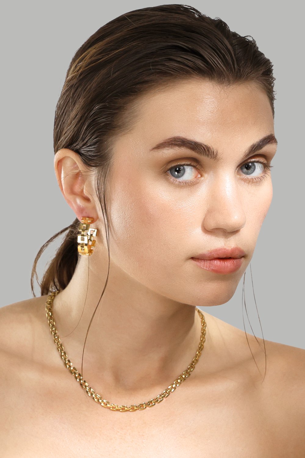 Pendiente GeoHoops - 18k Chapado en oro