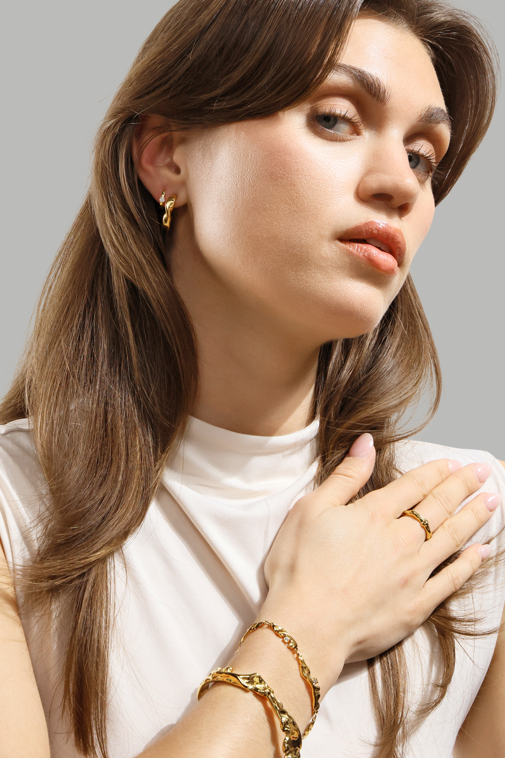 Pendiente Flow Gleam - 18k Chapado en oro