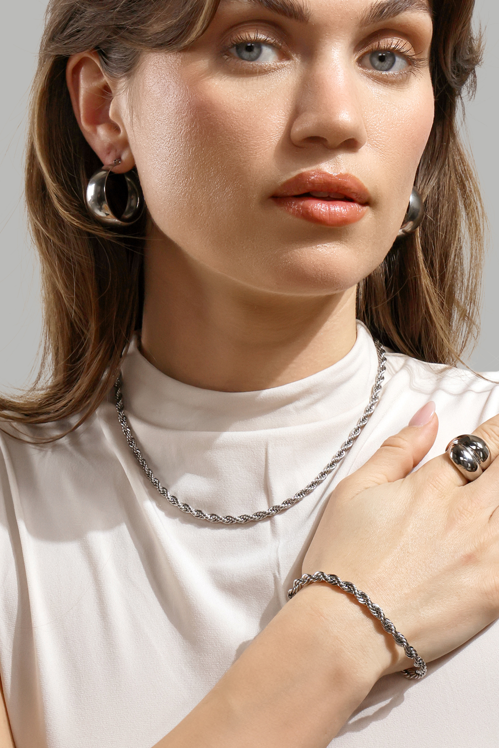 Pulsera Twisted Link- Chapada en plata