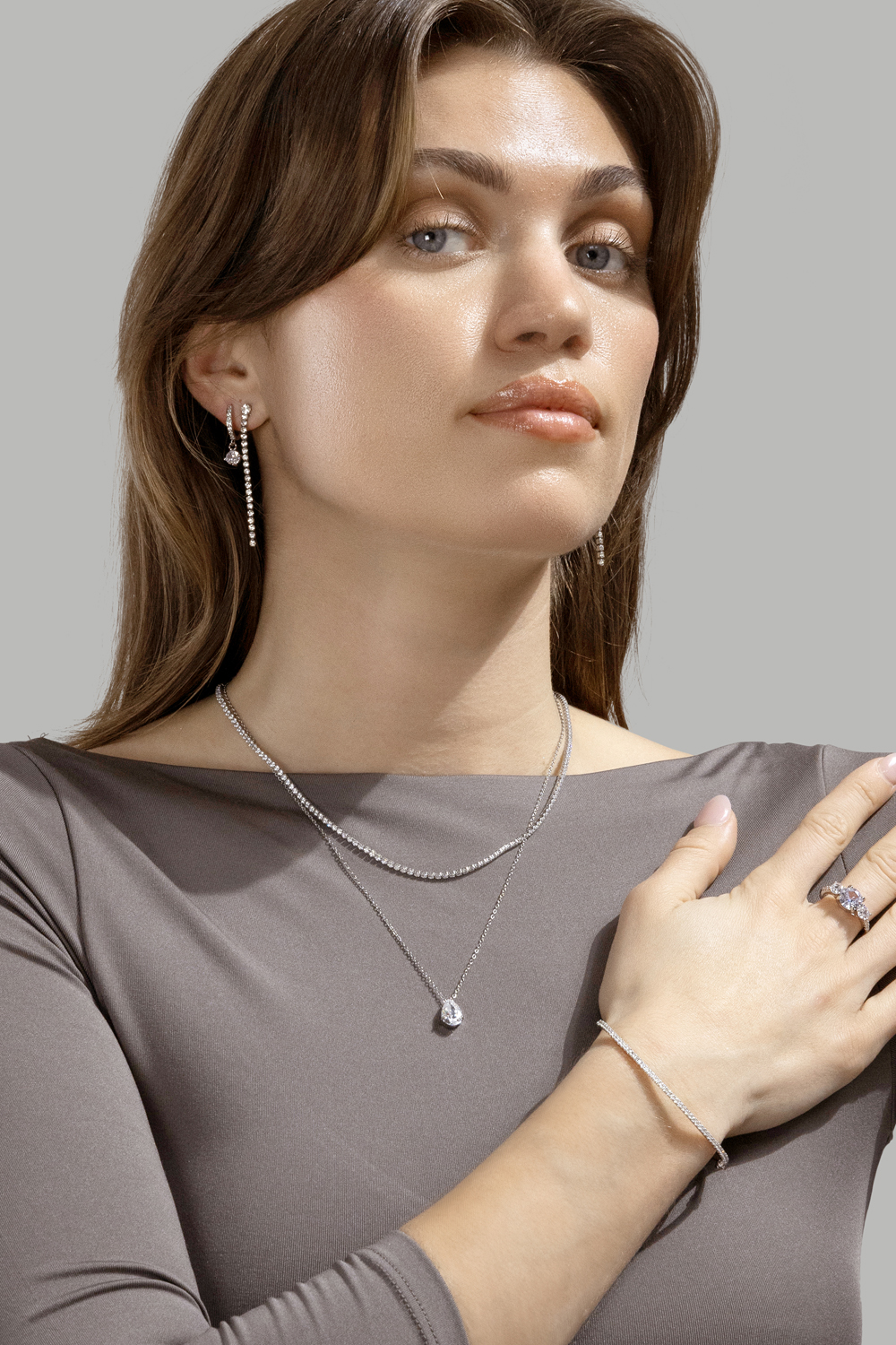 Pendiente Celeste Drops - Chapado en plata
