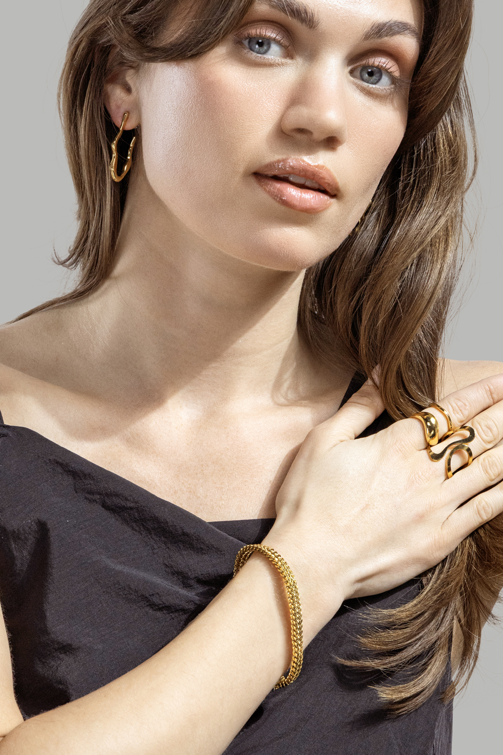 Pendiente Waves - 18k Chapado en oro