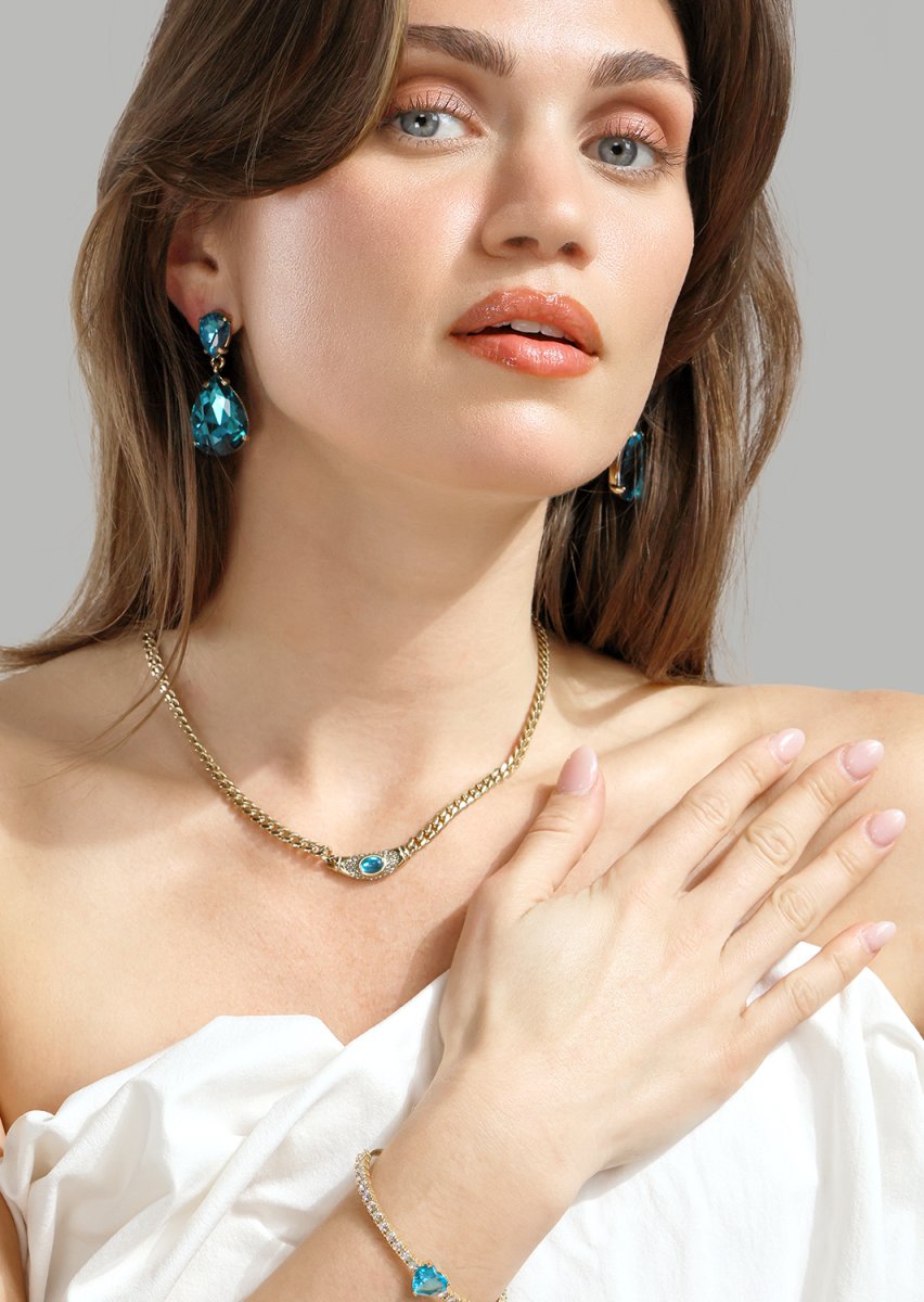 Azulora Icy Blue Pendientes – 18k Chapados en oro