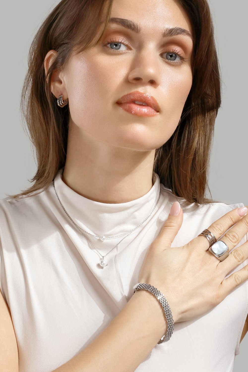 Collar North Pearl - Chapado en plata