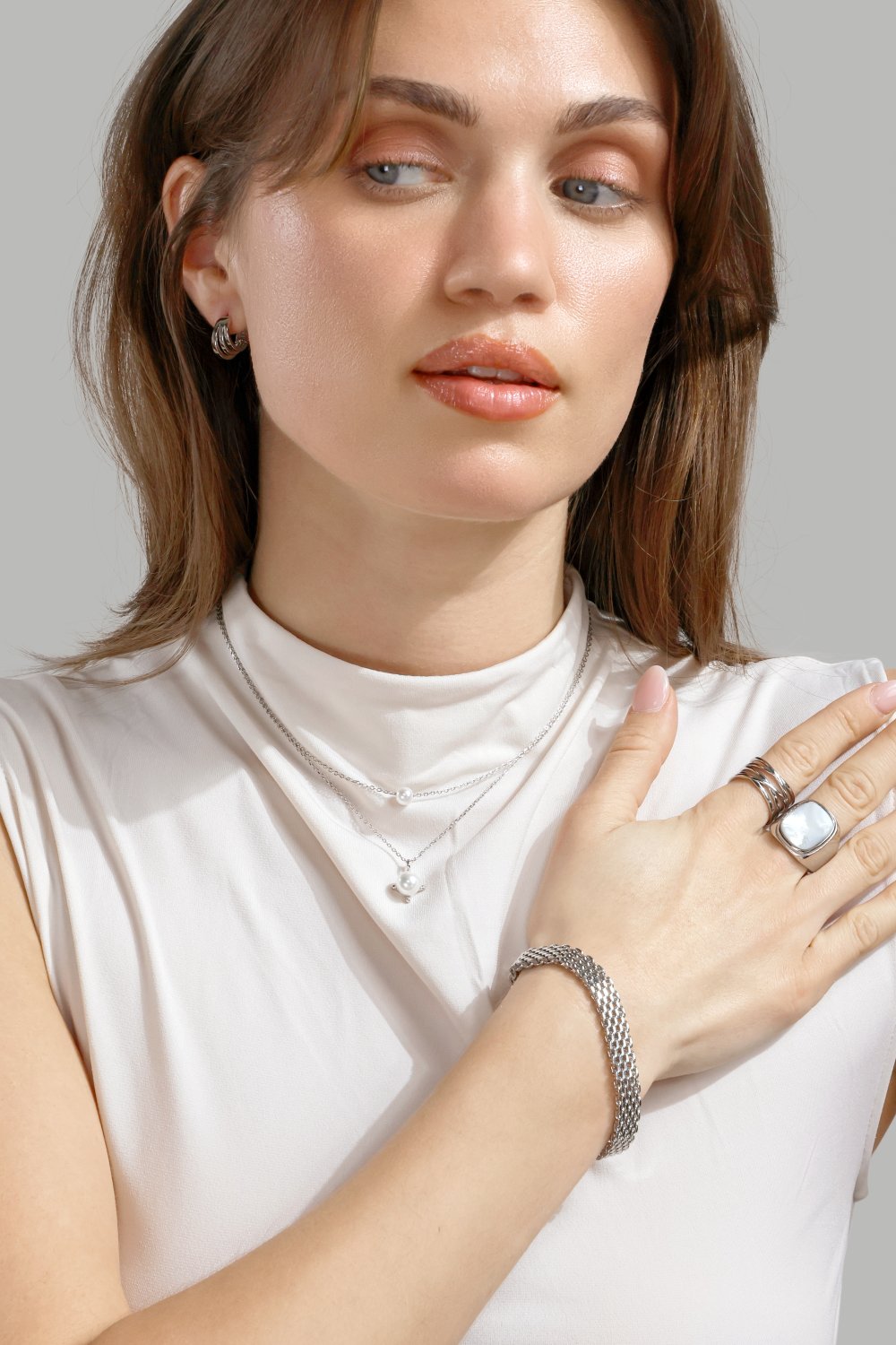 Anillo Blanche - Chapado en plata