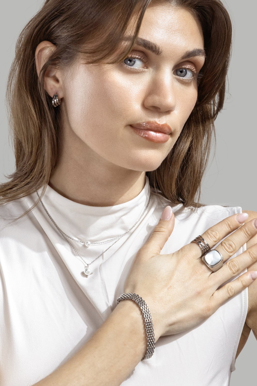 Anillo Blanche - Chapado en plata