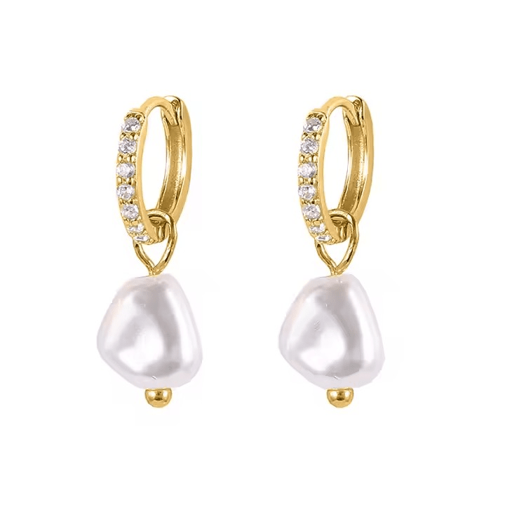 Pearl Charm Pendientes – 18k Chapados en oro