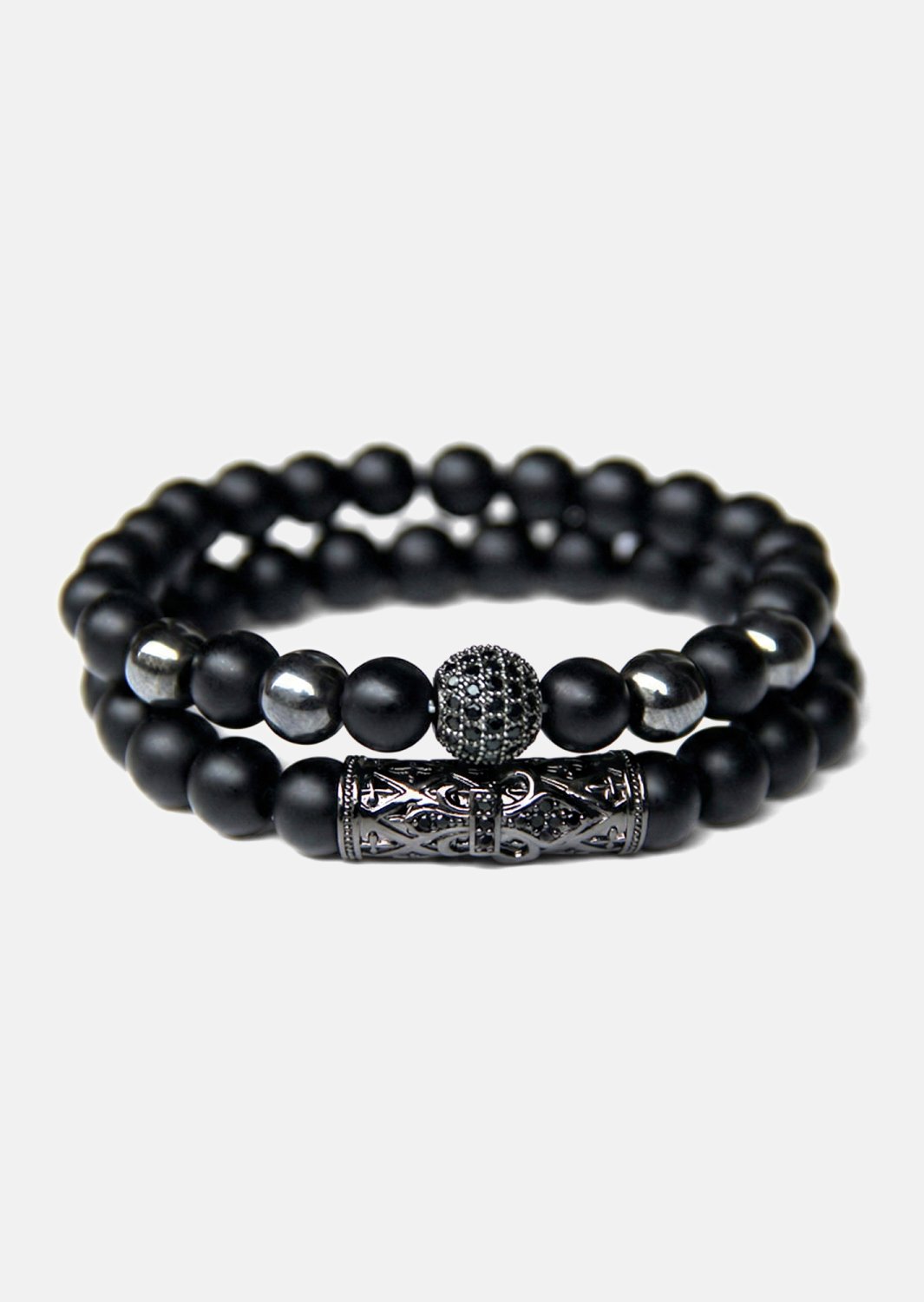 Pulsera de cuentas Obsidian Crown