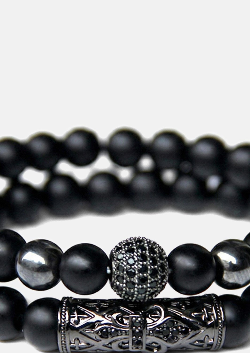 Pulsera de cuentas Obsidian Crown