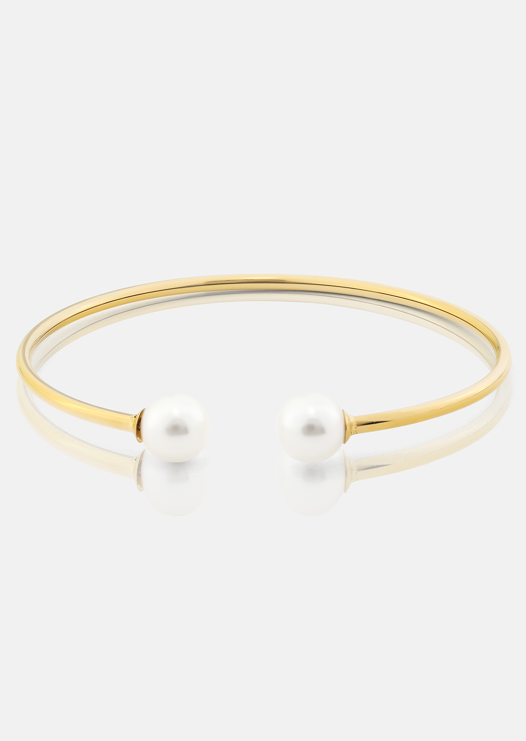 Pearl End Cuff Bracelet - 18k Chapada en oro
