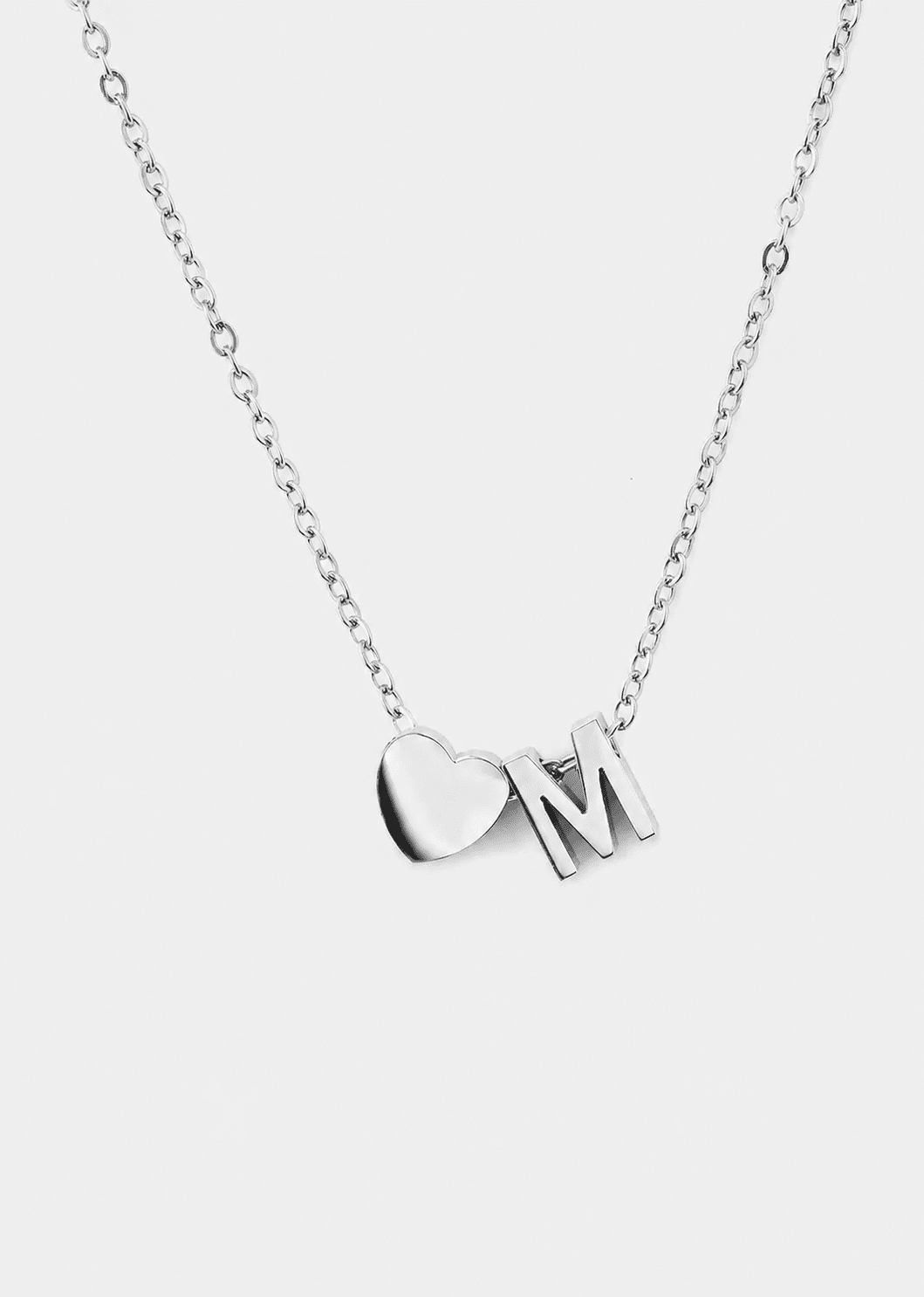 Collar Heart Letter A-N - Chapado en plata