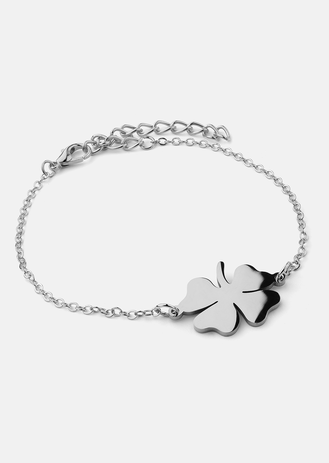 Golden Clover Charm Bracelet - Chapada en plata