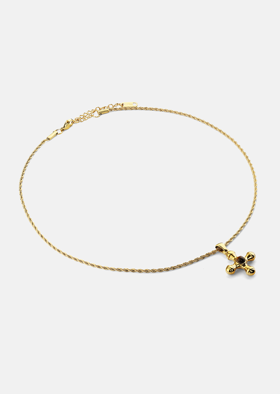 Emerald Cross Brown Collar – 18k Chapado en oro