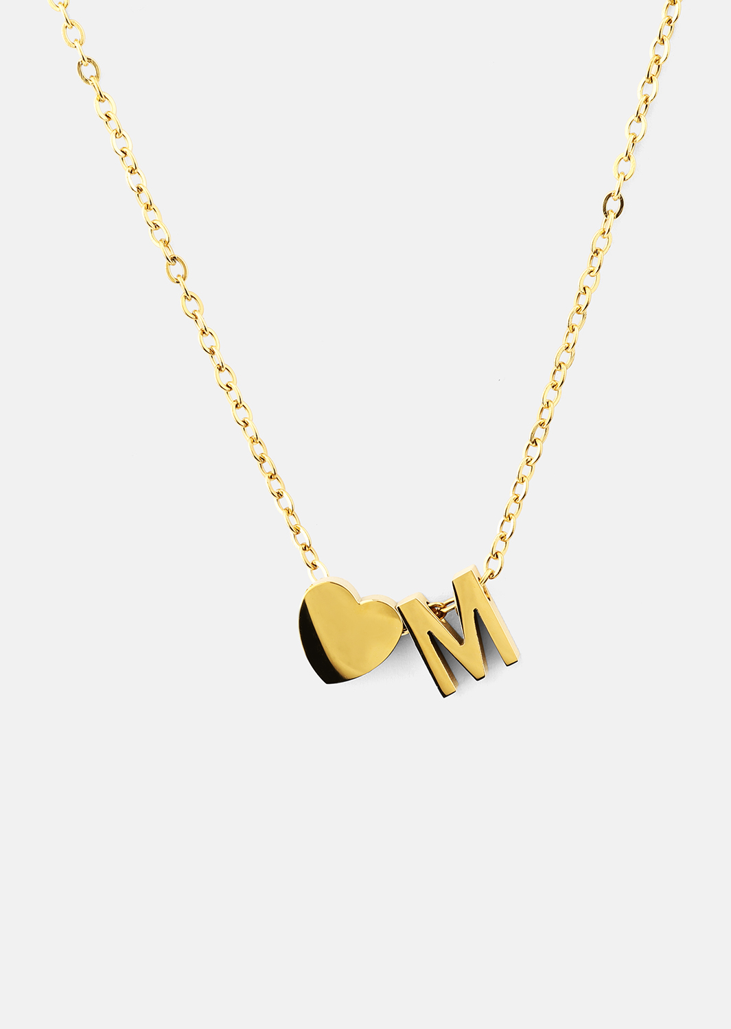 Collar Heart Letter A-N - 18k Chapado en oro