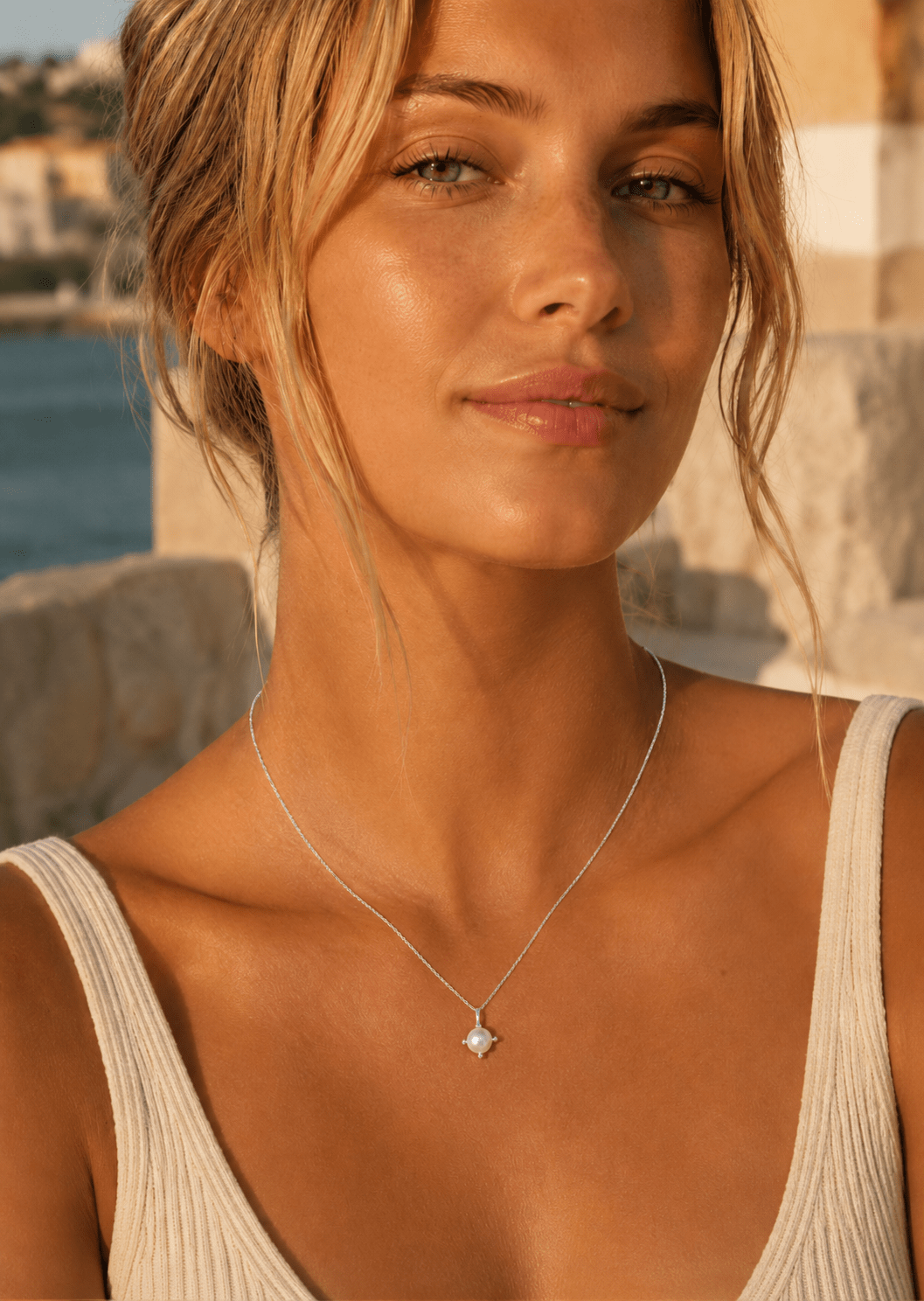 Collar North Pearl - Chapado en plata
