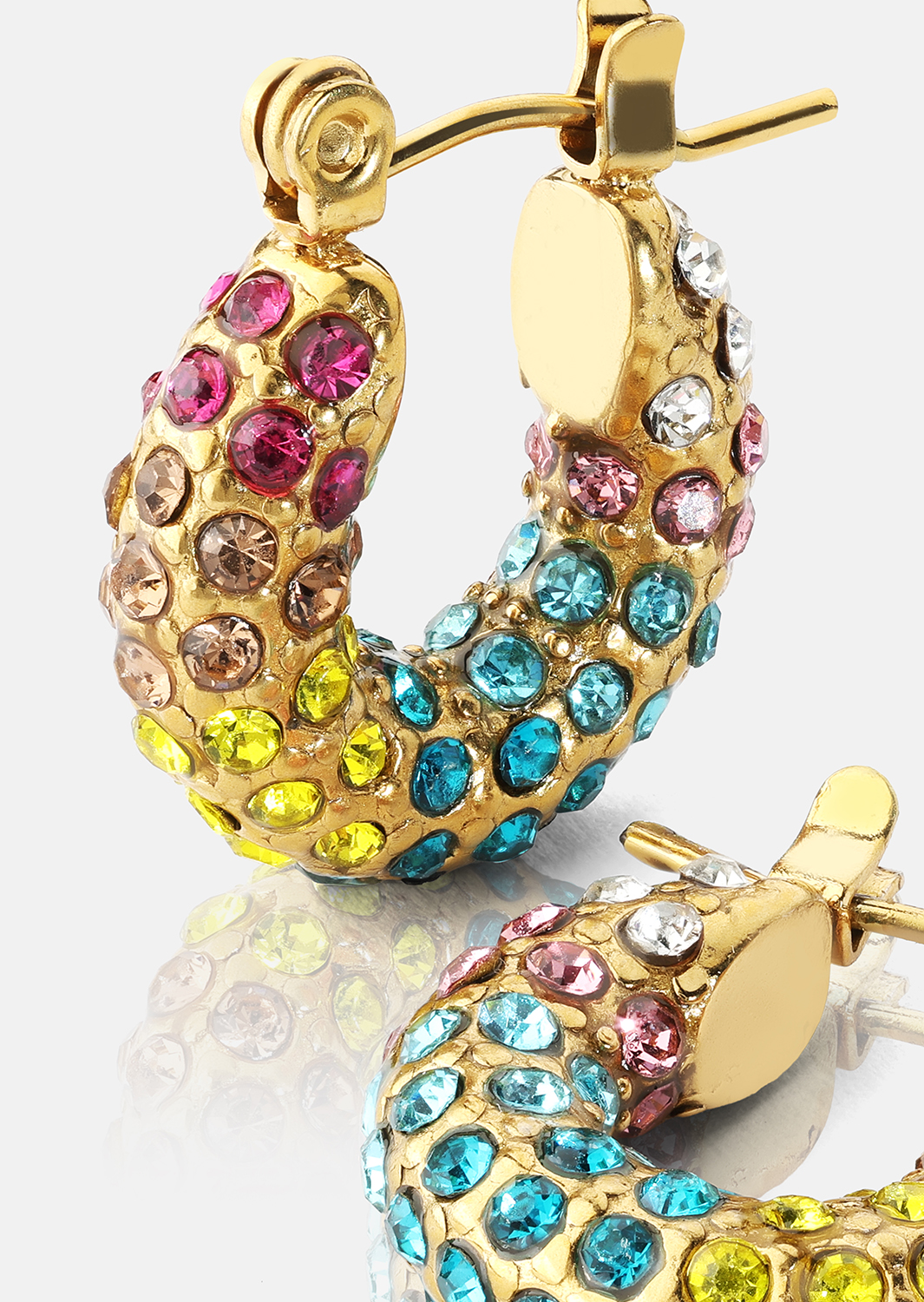 Colored Pearl Hoop Pendiente - 18k Chapado en oro