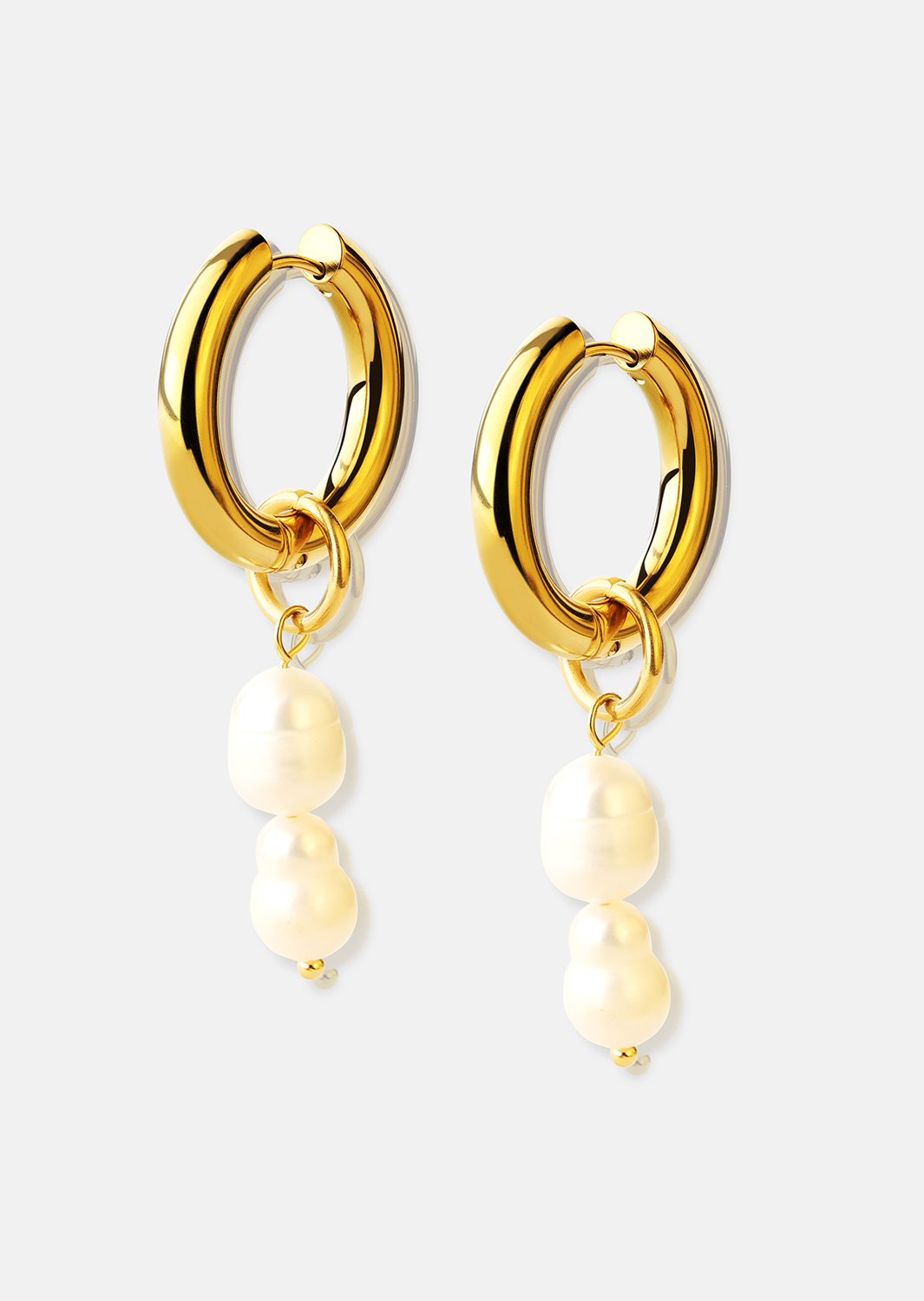Pendiente Pearl Duo Drop - 18k Chapado en oro