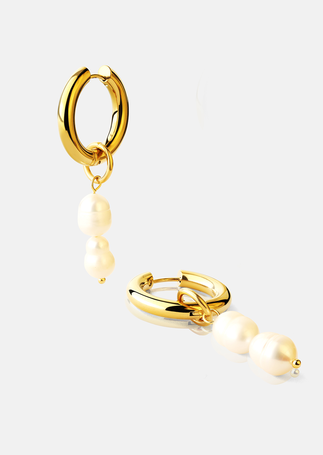 Pendiente Pearl Duo Drop - 18k Chapado en oro