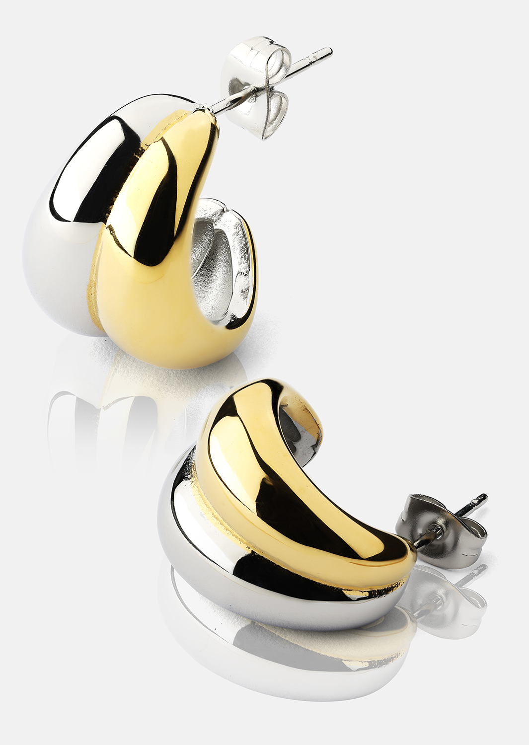 Pendiente Dual Wave - 18k Chapado en oro