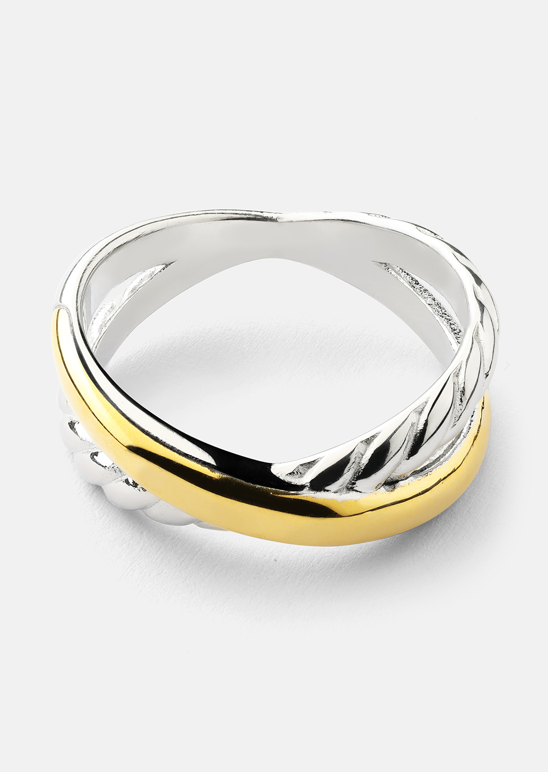 Anillo Golden Silver Twist - 18k Chapado en oro