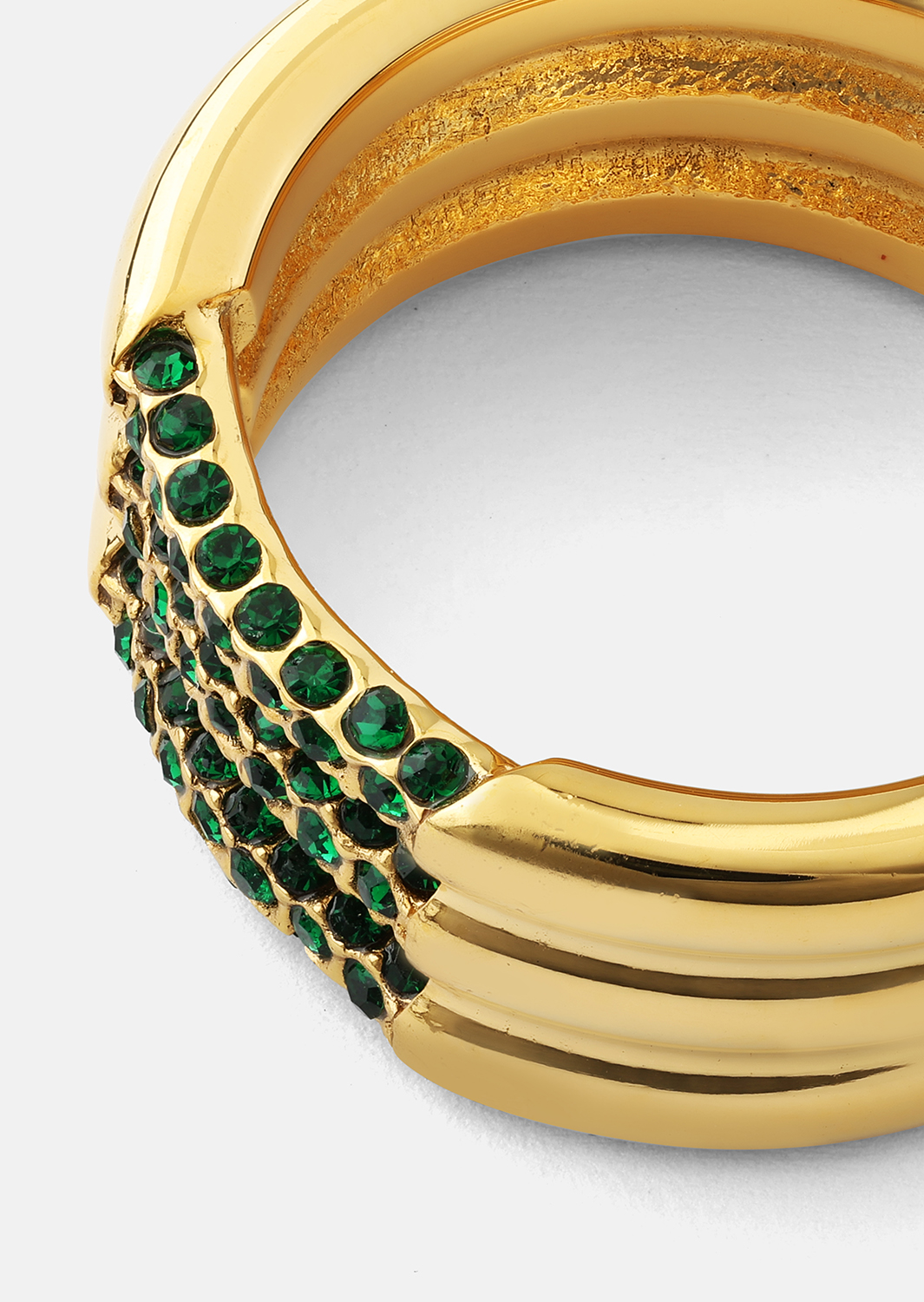 Anillo Green Lumière - Chapado en oro de 18k