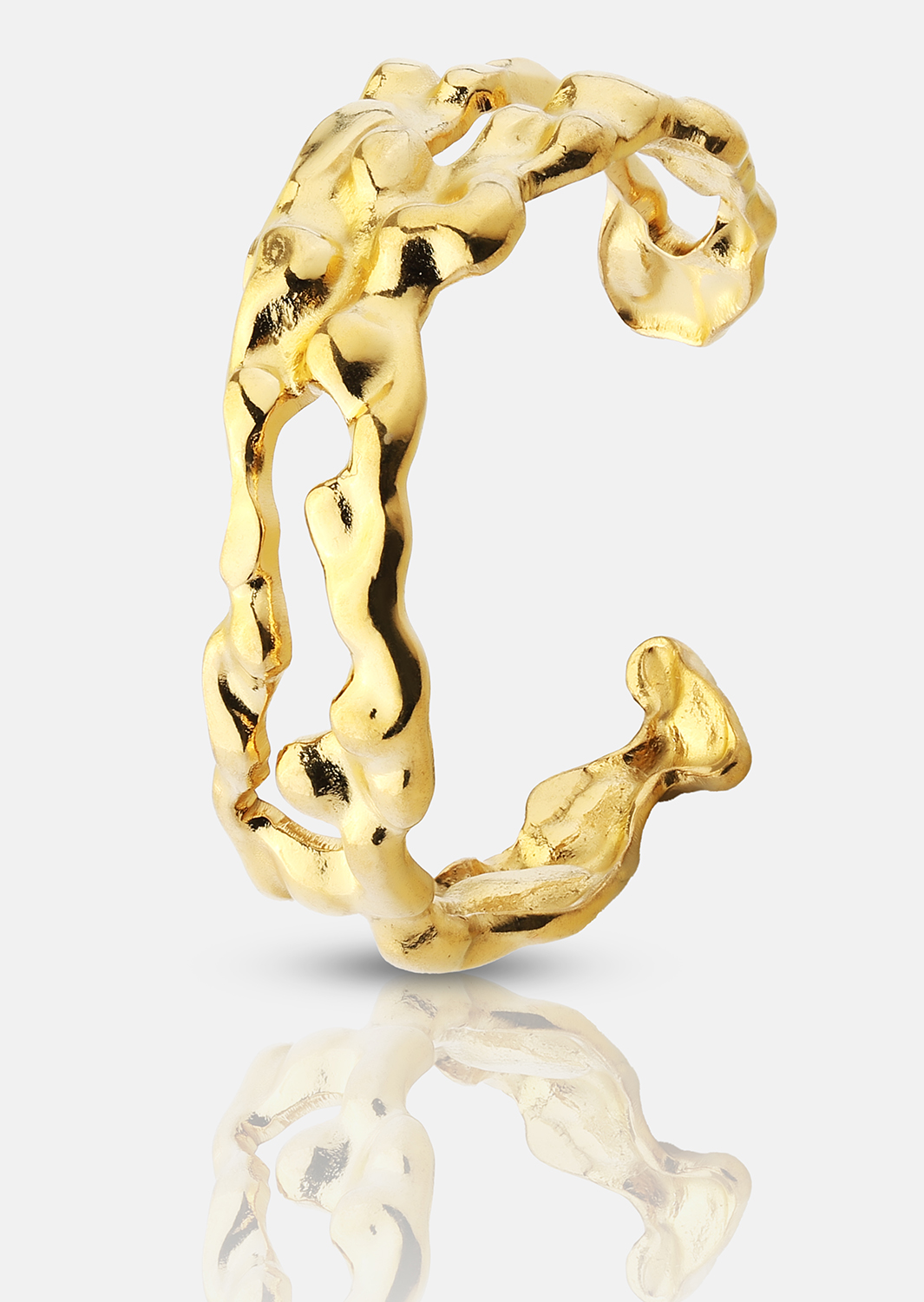 Anillo Molten Wave - 18k Chapado en oro