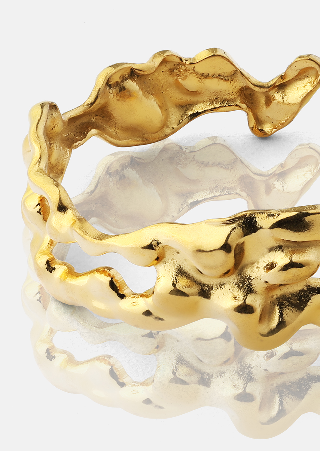 Anillo Molten Wave - 18k Chapado en oro