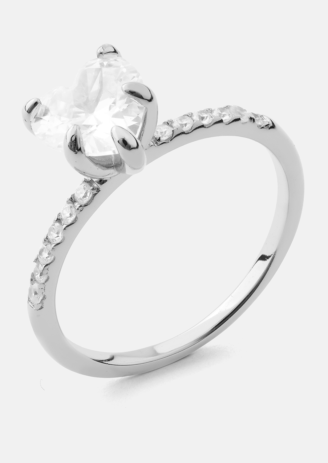 Heartlight Solitaire Anillo - Chapado en plata