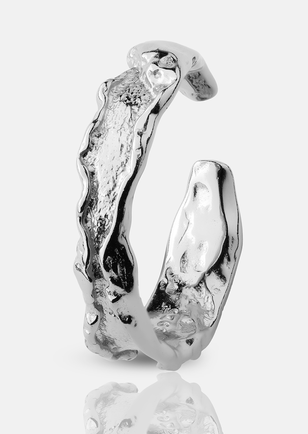Anillo Raw Texture - Chapado en plata