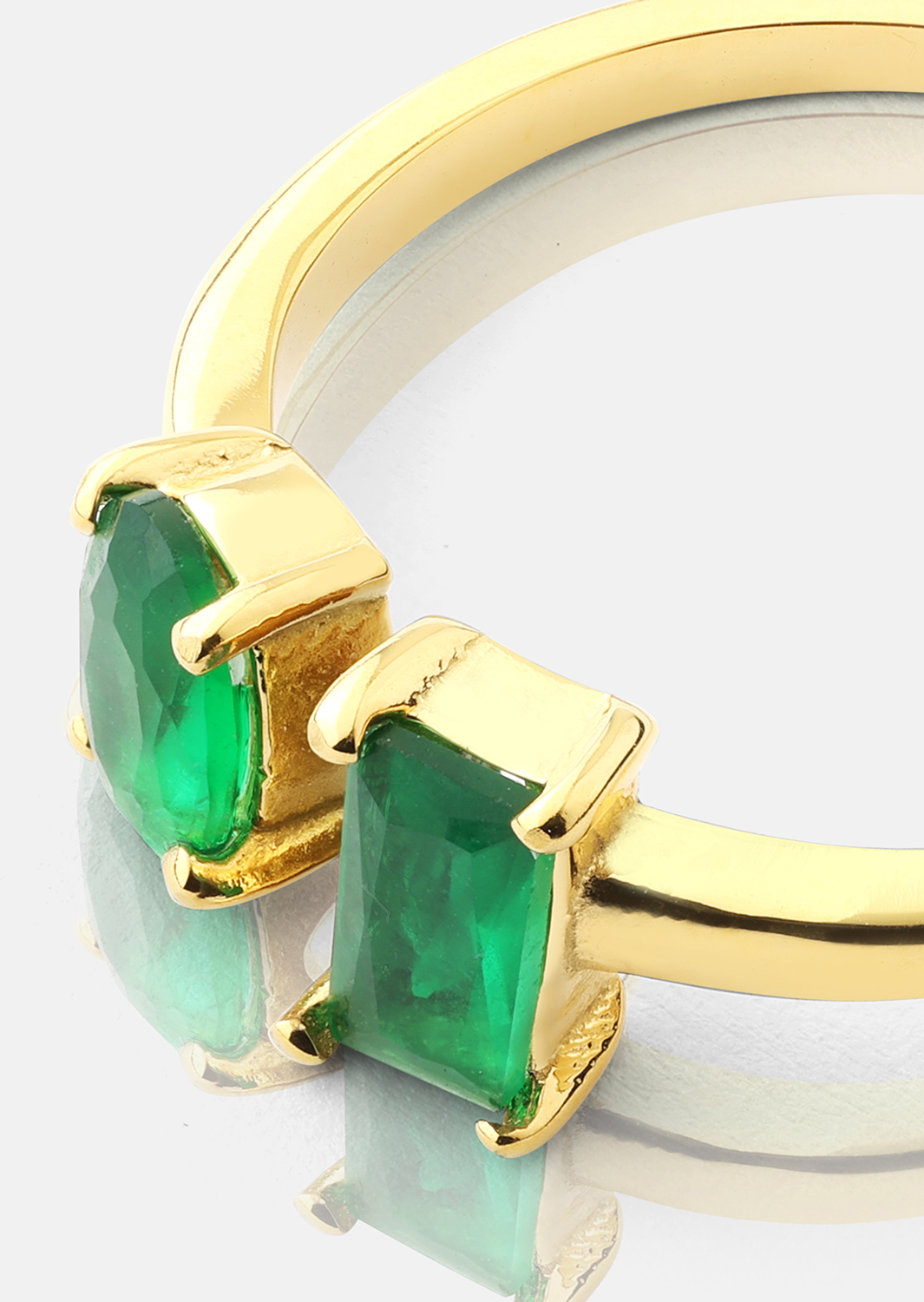 Anillo Emerald Duo - 18k Chapado en oro