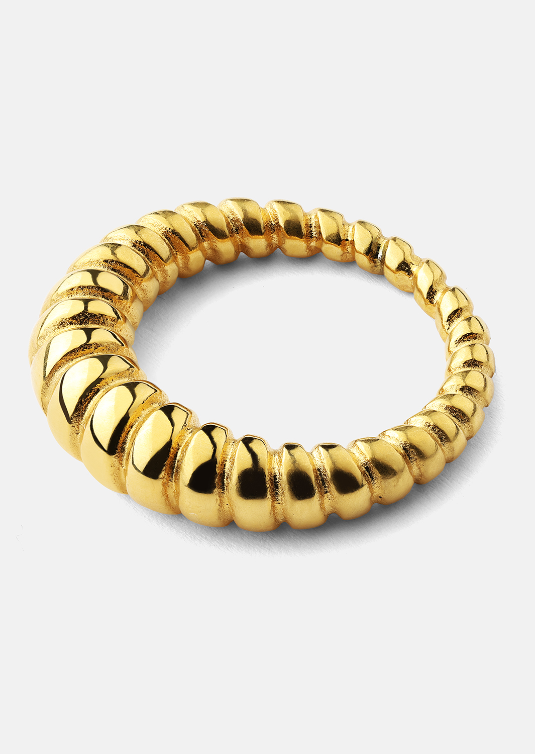 Anillo Bold Ribbed - Chapado en oro de 18k
